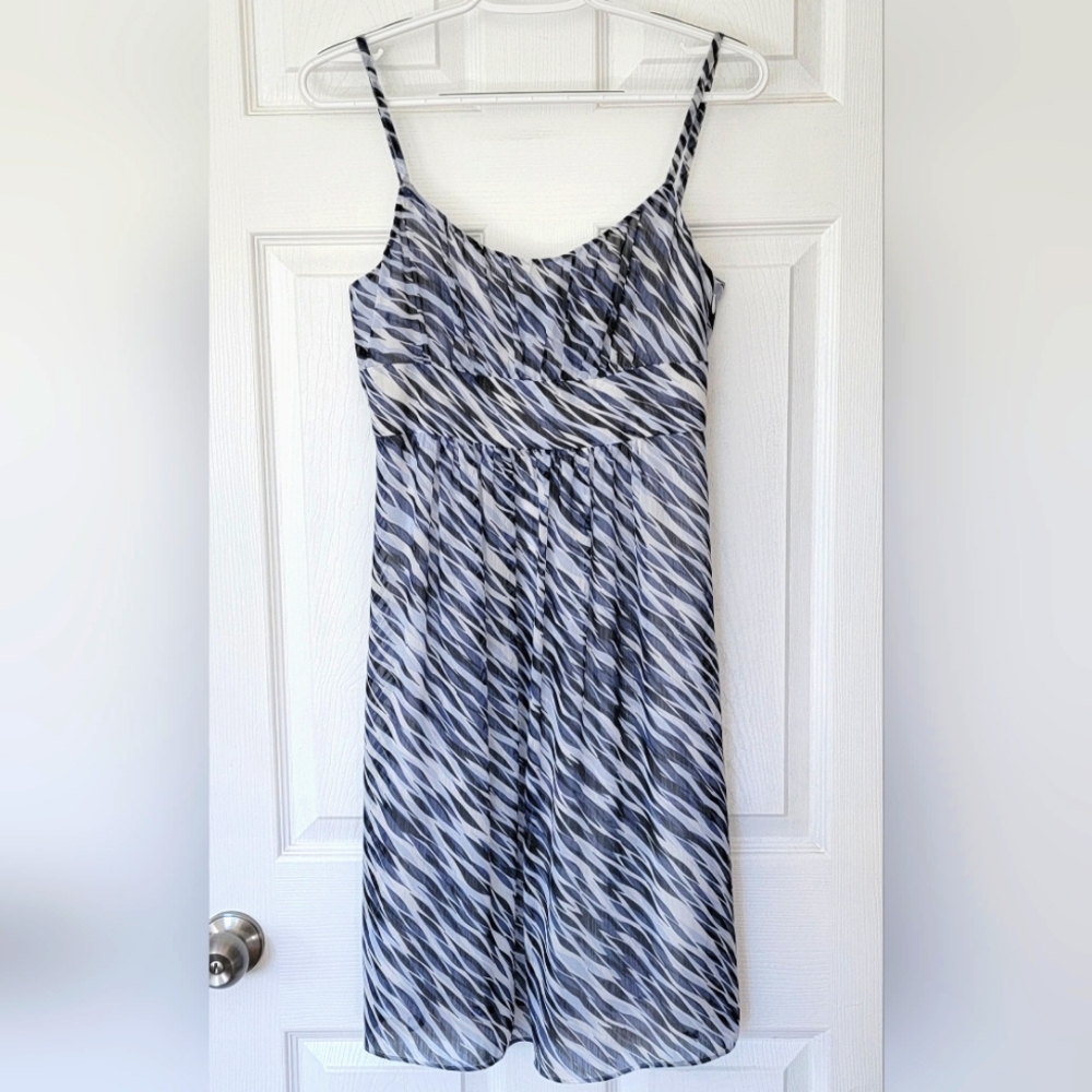 Ann Taylor Zebra Stripes Chiffon Sleeveless Mini Dress w/Empire Waist Size 4 - Picture 3 of 3